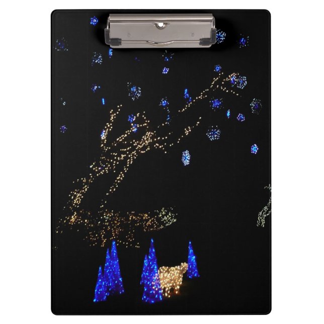 Winter Wonderland Lights Blue and White Holiday Clipboard (Front)