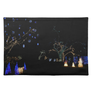 Winter Wonderland Lights Blue and White Holiday Cloth Placemat