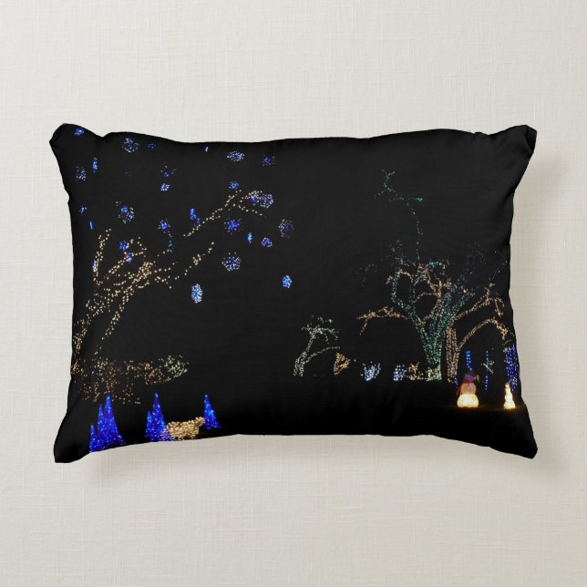 Winter Wonderland Lights Blue and White Holiday Decorative Pillow (Front)