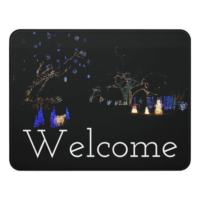 Winter Wonderland Lights Blue and White Holiday Door Sign (Contemporary Front)
