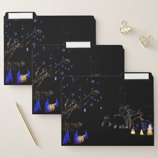 Winter Wonderland Lights Blue and White Holiday File Folder (Set)