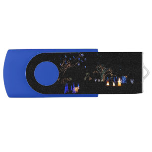Winter Wonderland Lights Blue and White Holiday Flash Drive