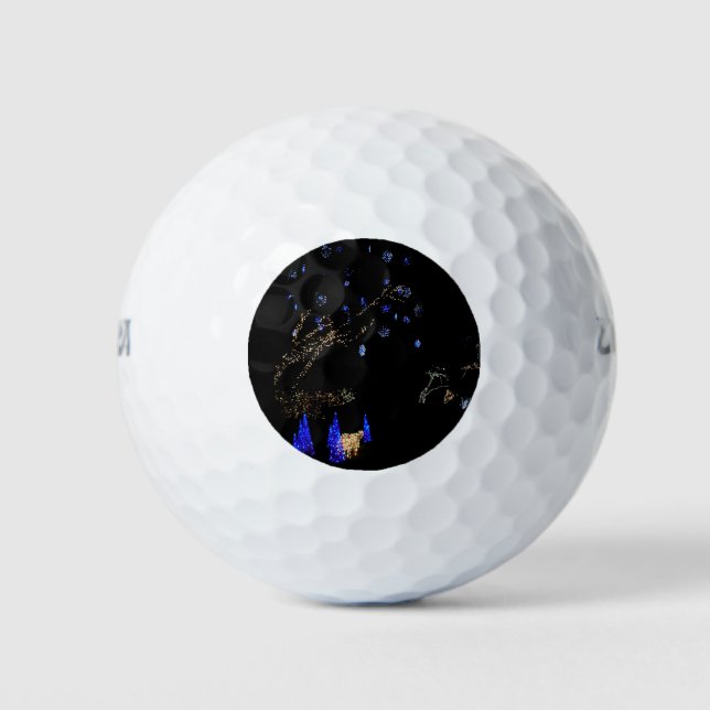 Winter Wonderland Lights Blue and White Holiday Golf Balls (Front)