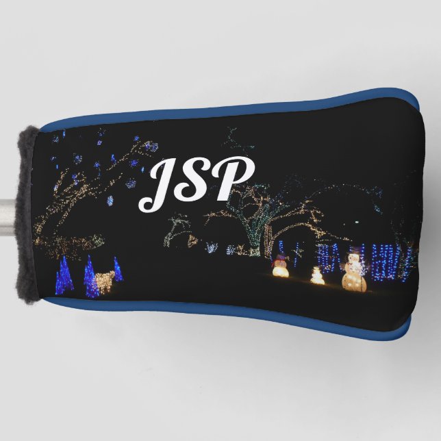 Winter Wonderland Lights Blue and White Holiday Golf Head Cover (Front)