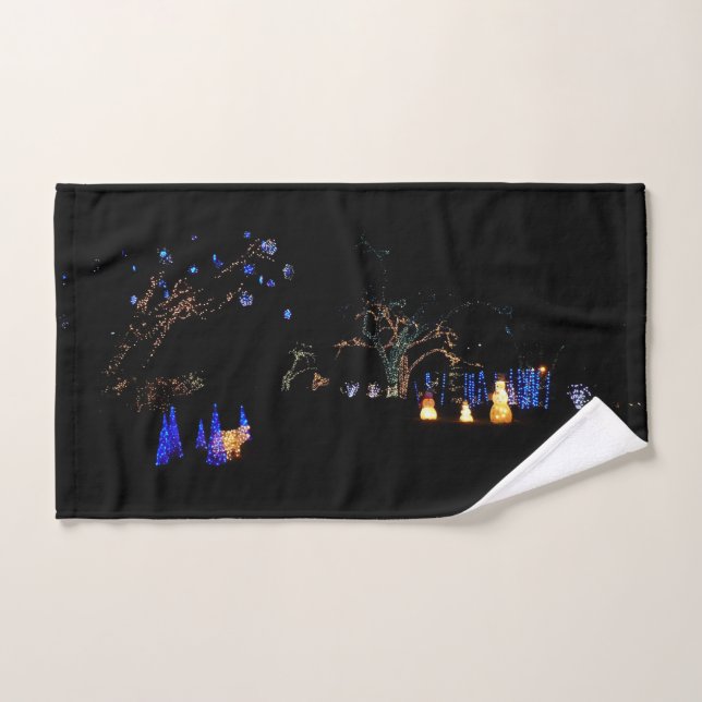 Winter Wonderland Lights Blue and White Holiday Hand Towel (Hand Towel)