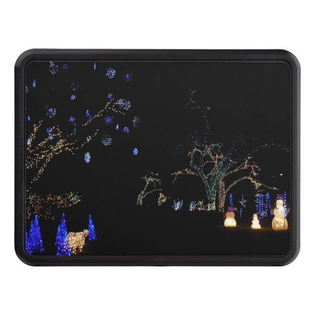 Winter Wonderland Lights Blue and White Holiday Hitch Cover (Front)
