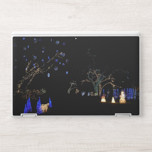 Winter Wonderland Lights Blue and White Holiday HP Laptop Skin (Front)