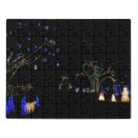 Winter Wonderland Lights Blue and White Holiday Jigsaw Puzzle