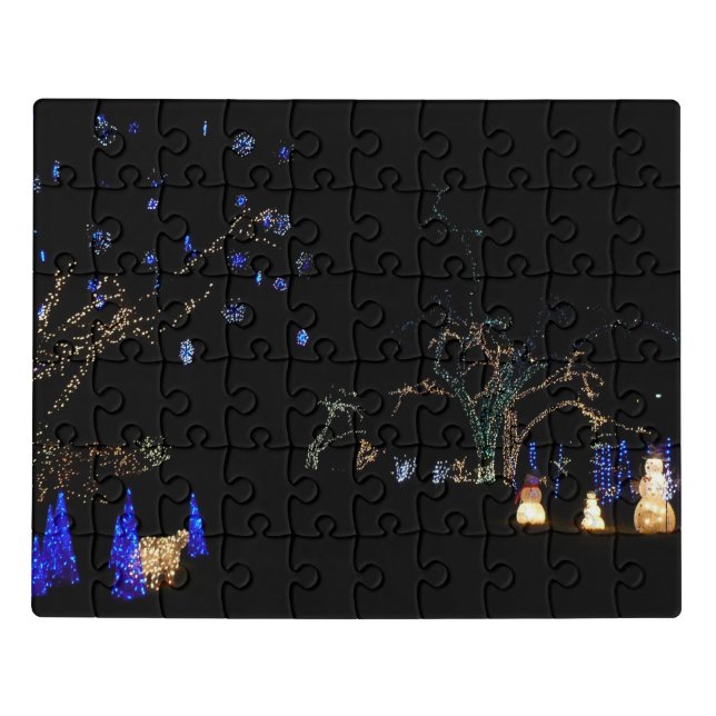 Winter Wonderland Lights Blue and White Holiday Jigsaw Puzzle (Puzzle Horizontal)