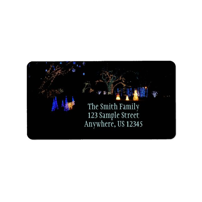 Winter Wonderland Lights Blue and White Holiday Label (Front)