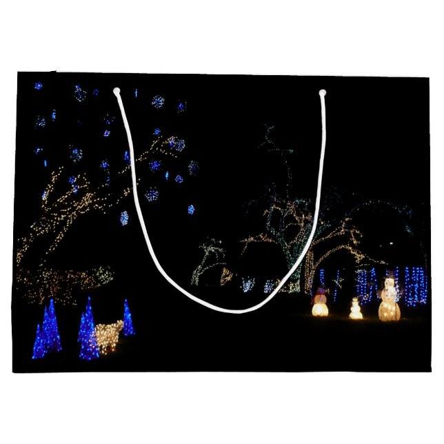 Winter Wonderland Lights Blue and White Holiday Large Gift Bag (Back)