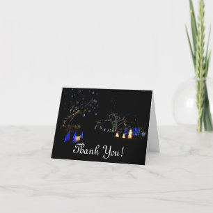 Winter Wonderland Lights Blue and White Holiday Letterpress Thank You Card