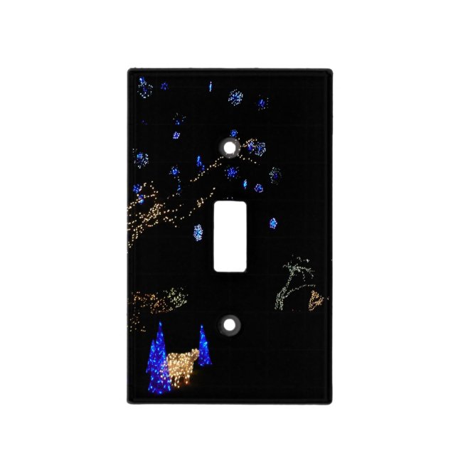 Winter Wonderland Lights Blue and White Holiday Light Switch Cover (Front)