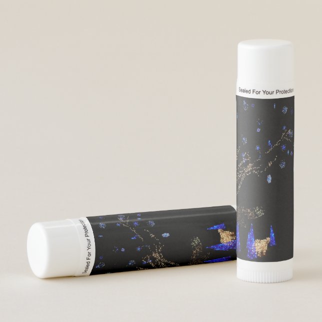 Winter Wonderland Lights Blue and White Holiday Lip Balm (Front)