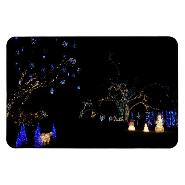 Winter Wonderland Lights Blue and White Holiday Magnet (Horizontal)