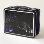 Winter Wonderland Lights Blue and White Holiday Metal Lunch Box