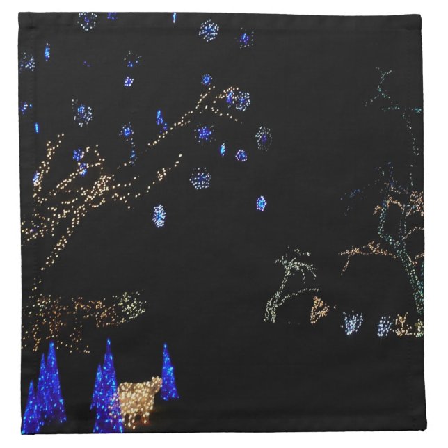 Winter Wonderland Lights Blue and White Holiday Napkin (Front)