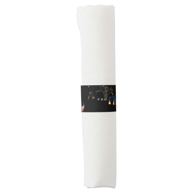 Winter Wonderland Lights Blue and White Holiday Napkin Bands (Front)