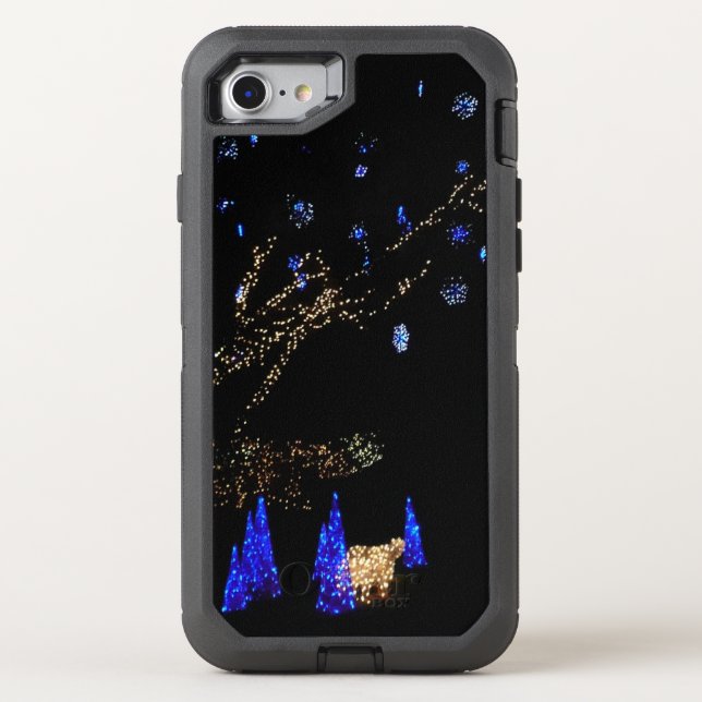 Winter Wonderland Lights Blue and White Holiday Otterbox iPhone Case (Back)