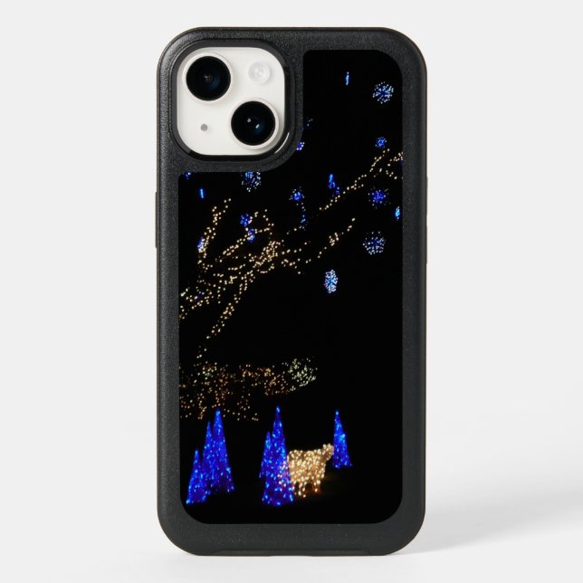 Winter Wonderland Lights Blue and White Holiday Otterbox iPhone Case (Back)
