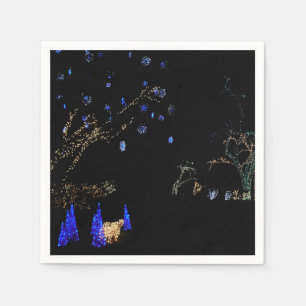 Winter Wonderland Lights Blue and White Holiday Paper Napkins