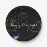Winter Wonderland Lights Blue and White Holiday Paper Plates
