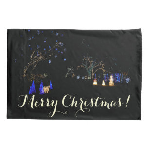 Winter Wonderland Lights Blue and White Holiday Pillow Case