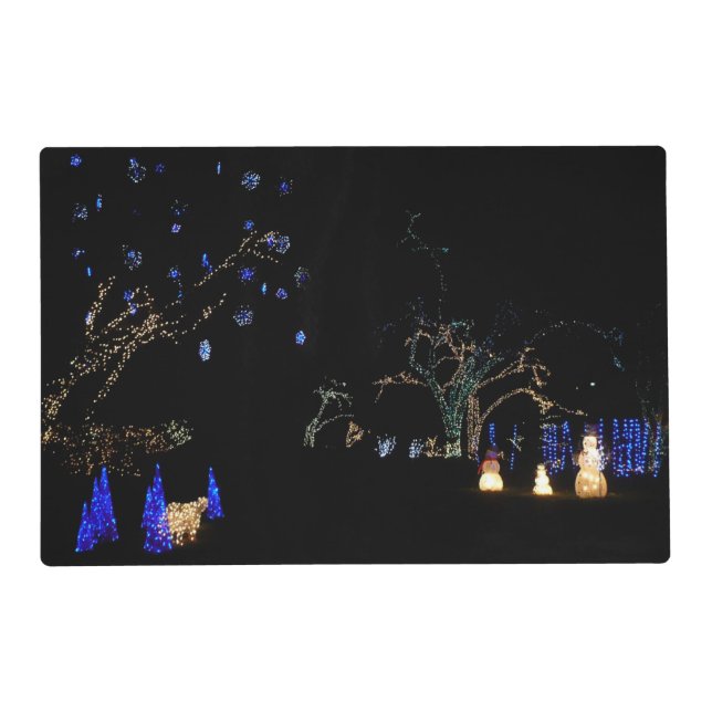 Winter Wonderland Lights Blue and White Holiday Placemat (Front)