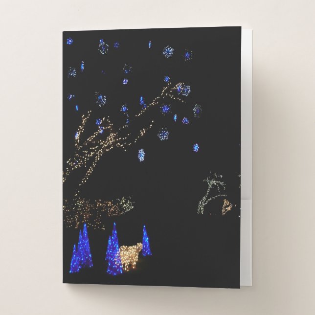 Winter Wonderland Lights Blue and White Holiday Pocket Folder (Front)