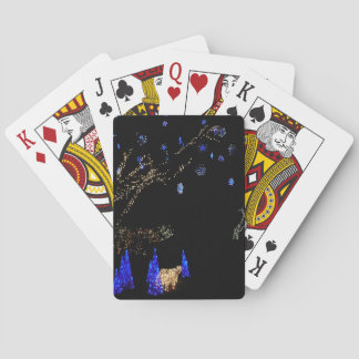 Winter Wonderland Lights Blue and White Holiday Poker Cards