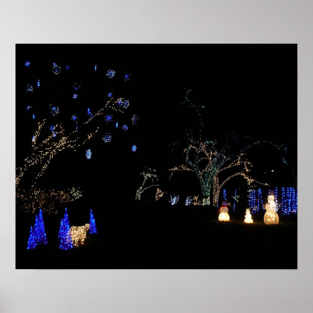 Winter Wonderland Lights Blue and White Holiday Poster (Front)
