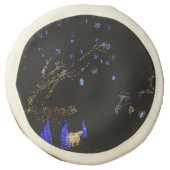 Winter Wonderland Lights Blue and White Holiday Sugar Cookie (Front)