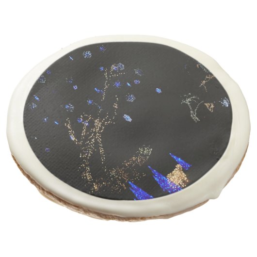 Winter Wonderland Lights Blue and White Holiday Sugar Cookie (Angled)