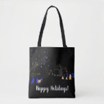 Winter Wonderland Lights Blue and White Holiday Tote Bag