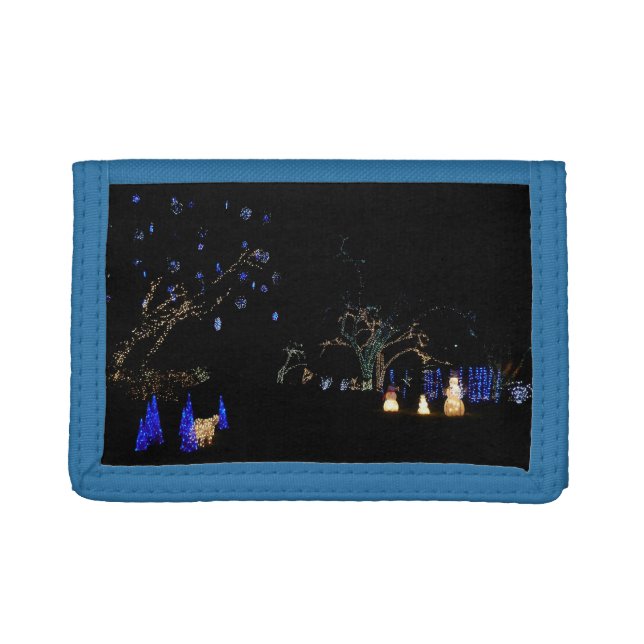 Winter Wonderland Lights Blue and White Holiday Tri-fold Wallet (Front)