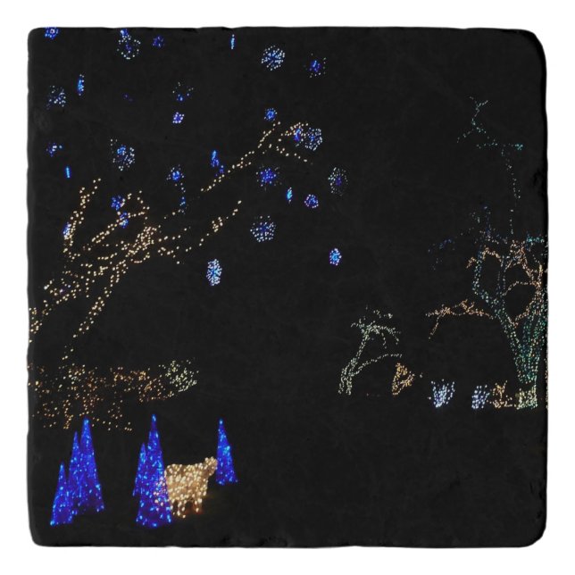Winter Wonderland Lights Blue and White Holiday Trivet (Front)