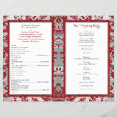 Winter Wonderland Love Hearts Wedding Program -Red (Back)