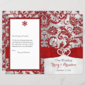 Winter Wonderland Love Hearts Wedding Program -Red (Front/Back)