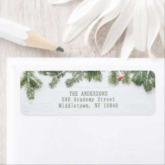 Winter Wonderland Merry Christmas Calligraphy Pine Label
