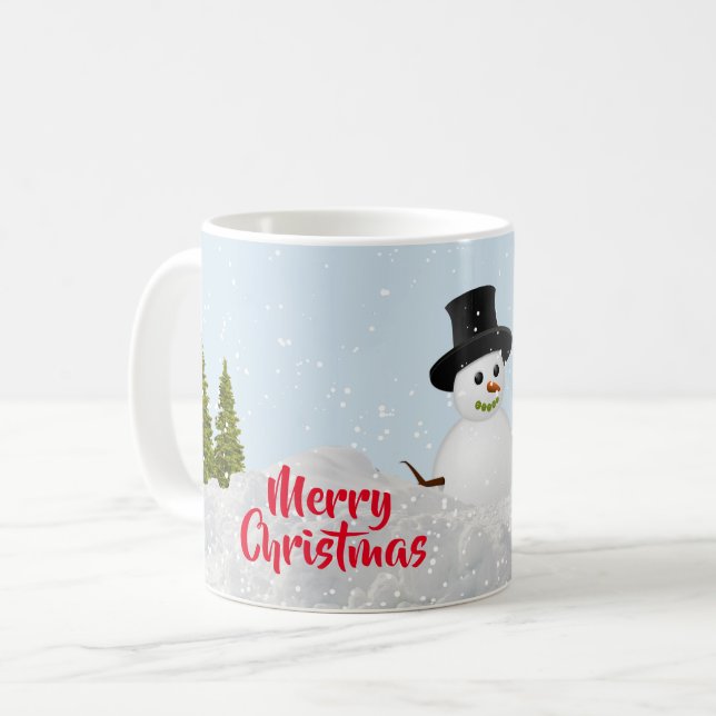 Winter Wonderland Merry Christmas Snowman Coffee Mug (Front Left)