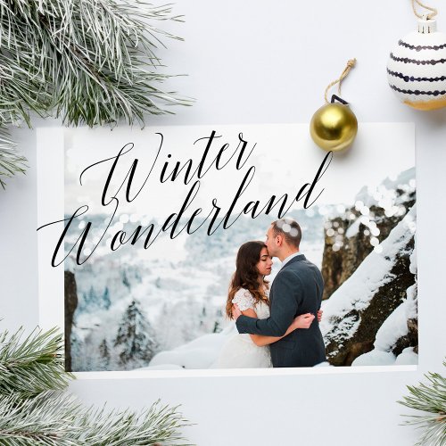 Winter Wonderland  Minimalistic Newlyweds Photo Holiday Card