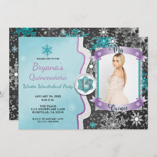 Winter Wonderland Mis Quince 15 Photo Invitations