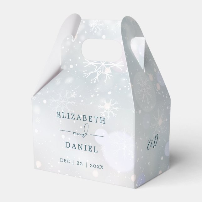 Winter Wonderland Monogram Snow Wedding Favor Boxes (Front Side)