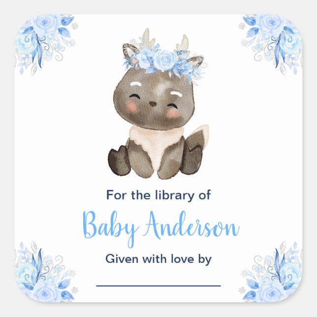 Winter Wonderland Moose Baby Shower Bookplate (Front)