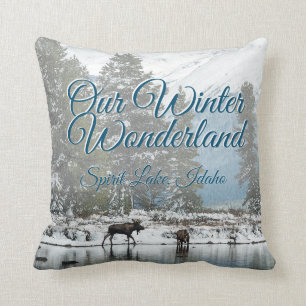 Winter Wonderland Moose Throw Pillow