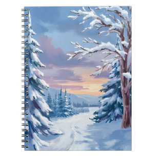 Winter Wonderland   Mountain Snow Nature Painting  Notebook