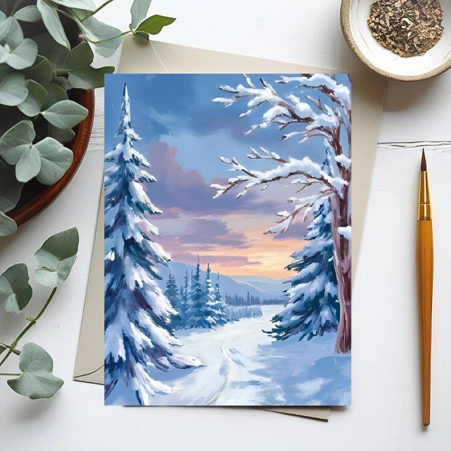Winter Wonderland | Mountain Snow Nature Painting  Postcard (Creator Uploaded)