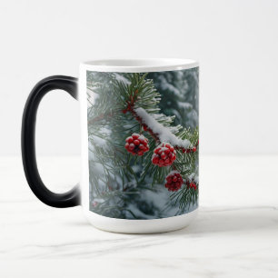 Winter Wonderland Mug Evergreen Pine & Red Berries