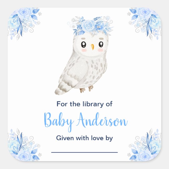 Winter Wonderland Owl Baby Shower Bookplate (Front)