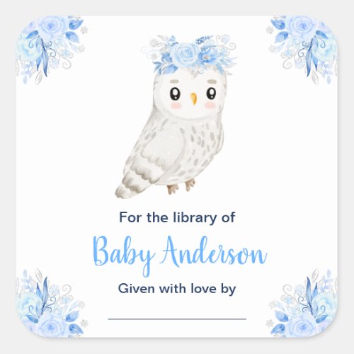 Winter Wonderland Owl Baby Shower Bookplate
